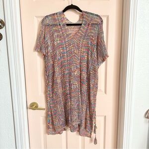 Multicolor crochet swim cover up
